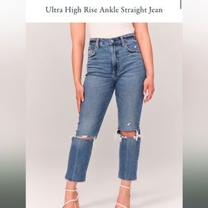 Abercrombie & Fitch, Curve Love Jeans, Size 32/14, Ankle Straight High Rise